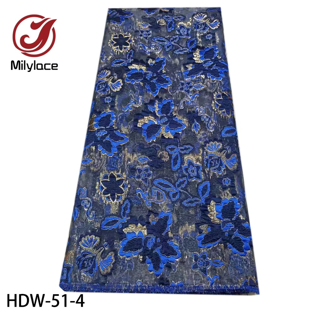 

Milylace high quality Jacquard lace fabric 5 yards shiny floral jacquard organza lace fabric for party wedding HDW-51