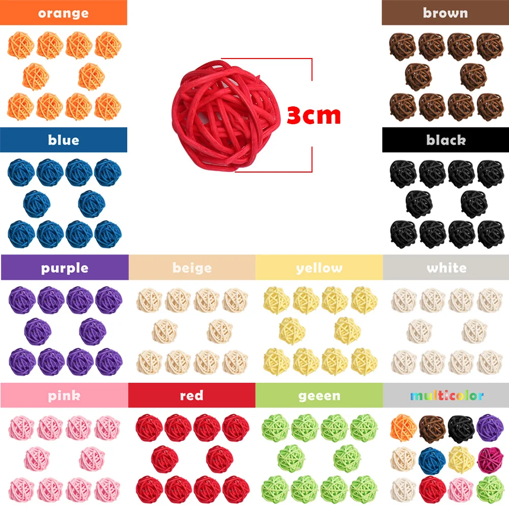 

10Pcs/lot DIY Craft Ornament Supplies Artificial Straw Ball Rattan Ball Wedding Home Decor Birthday Party Ornament Supplies 3cm