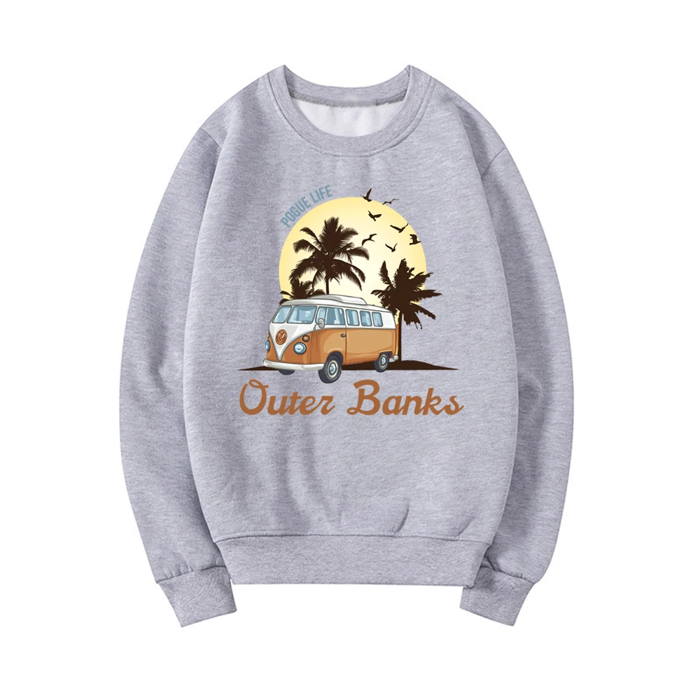 Женский свитшот с круглым вырезом и надписью внешние банки | Женская одежда