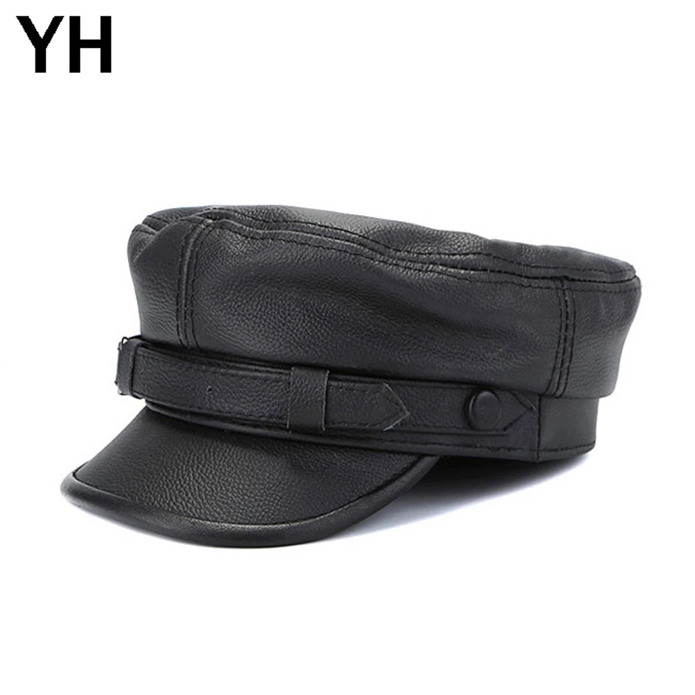 2021 осень зима мужские военные шапки из натуральной кожи теплые студенческие