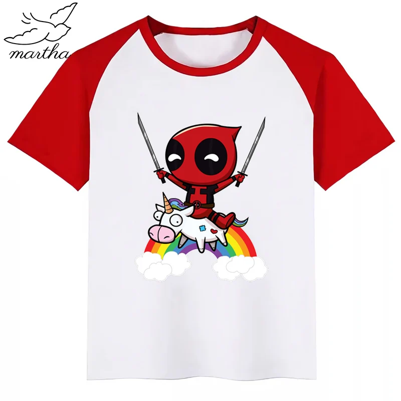 Футболка с принтом Dead Pool забавная одежда Детская летняя футболка модная детская