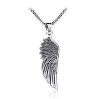 fashion single angle wing necklace pendant hip hop punk stainless steel feather wing for men women retro jewelry gift ln3019