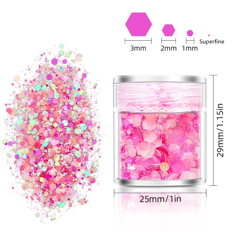

066C 18/24 Color Glitter Powder Sequins Luminous Holographic Chunky Glitter Sequins