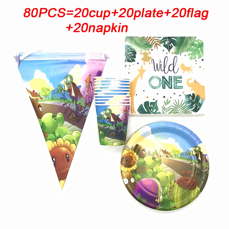 

Plants vs Zombies Theme Party Supplies Disposable Tableware Cup Plate Napkin Straw Baby Happy Birthday Kids Favorite Decoration