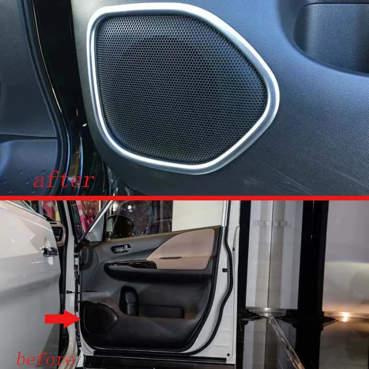 

For NISSAN SERENA C27 2017 2018 2019 ABS Chrome Matte Speaker Cover Interior Trim Side Door Stereo Bezel Collar Ring Garnish