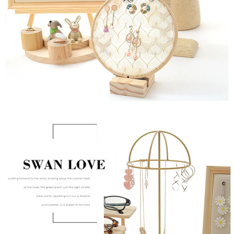 

Solid Wood Earrings Jewelry Rack Storage Bracelet Necklace Rack Display Stand Shoot Display Props Set