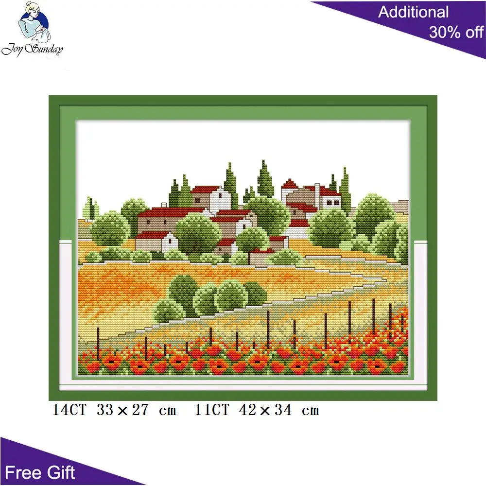 Картина для домашнего декора Joy Sunday F150(1)(2)(3) 14CT 11CT посчитанные тисненые деревья