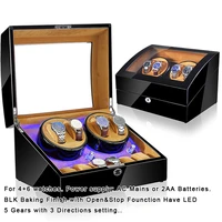 black baking finish inside brown box motor auto self winding wooden cabinet lacquer rotate watches holder watch winder