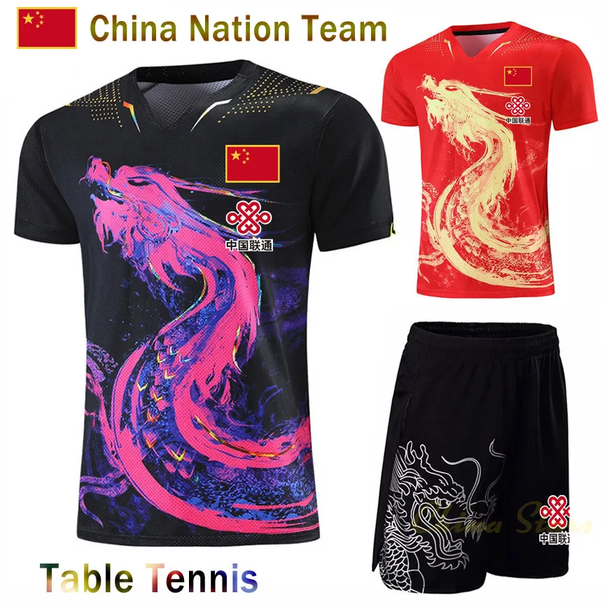 2021 CHINA Dragon Table Tennis Jerseys Shorts Sets Men Women Children Kits Table Tennis Shirt suit Clothes Kids PingPong Shirts