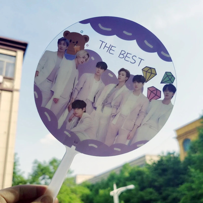 

KPOP Bangtan Boys Album Butter TXT PVC Transparent Summer Hand Round Fan JIMIN JIN SUGA Pattern For Fans Support F71