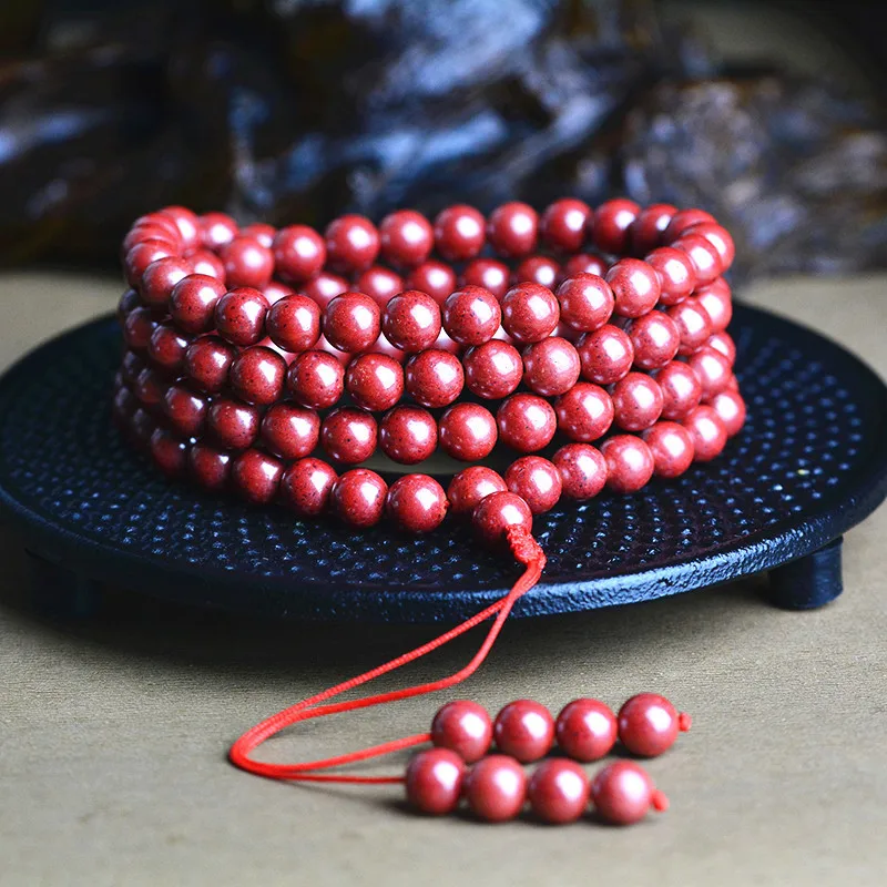 Natural high-content raw ore cinnabar bead bracelet single circle multiple 108 beads necklace jewelry certificate | Украшения и
