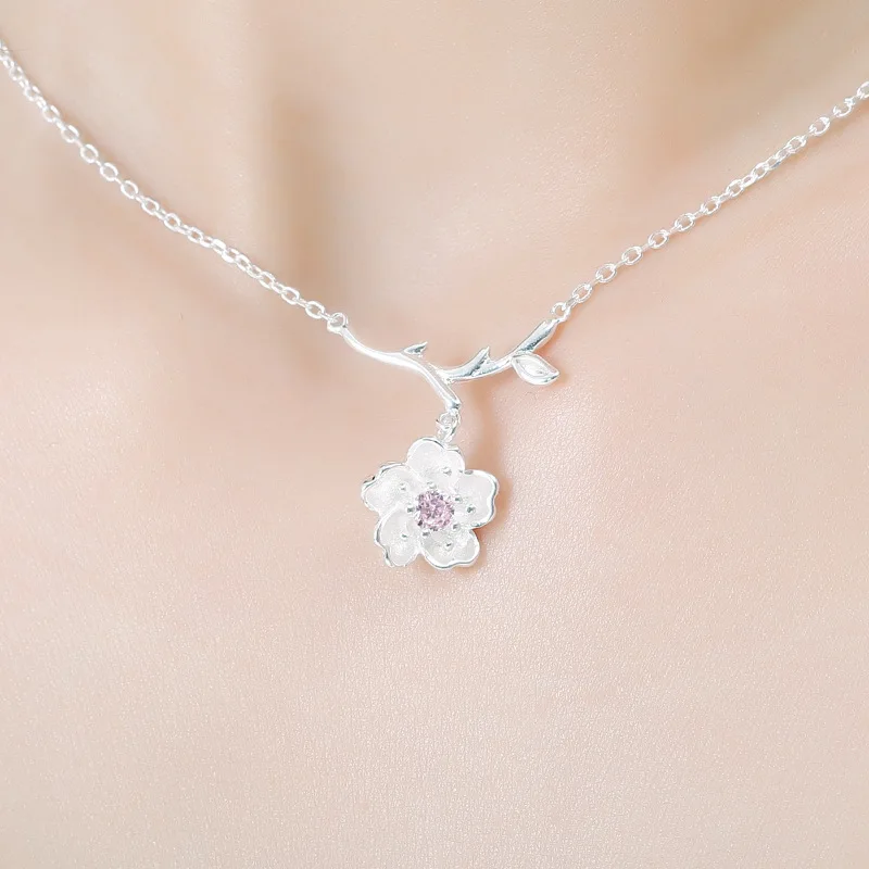 

Fashion Jewelry Sets Cherry Blossoms Pendant Necklace Bracelet Ring Flower Stud Earrings Bangle For Women Girls Gift accessories