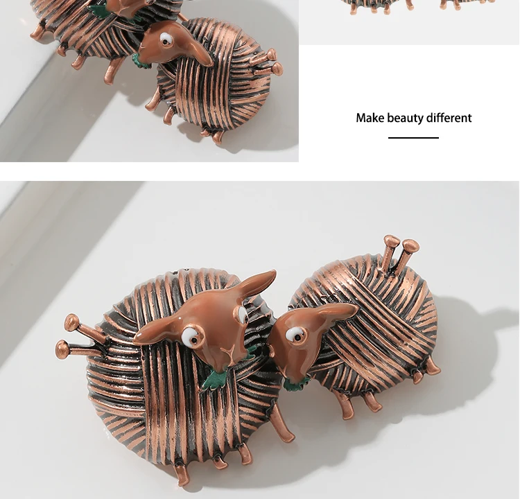Neoglory New Creative Design Funny Cartoon Sheep Animal Brooches Antique Looking Enamel Pins Badges Birthday Gift For Friend