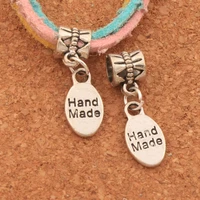 32pcs zinc alloy handmade oval tag charm beads fit european bracelets jewelry diy b380 26 1x8 1mm
