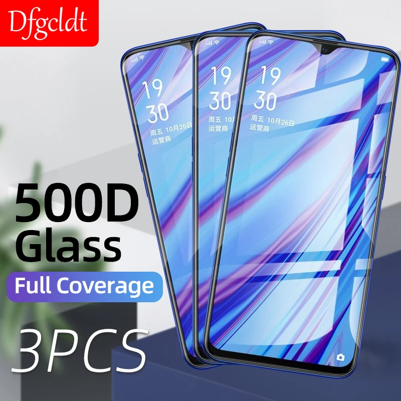 Закаленное стекло 500D для OPPO A5 A9 2020 A94 A93 A91 A72 A73 A52 A53s Reno 2z 3 4 5 Lite R17 R15 Защитное экрана