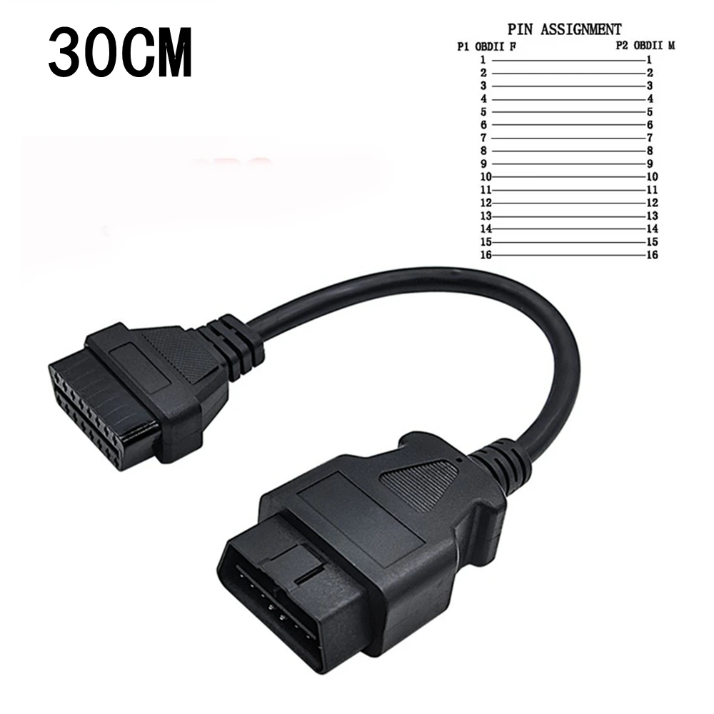 

Штекер-гнездо 16-контактный OBD OBD2 автомобильный диагностический кабель для ELM327 OBDII 16-контактный кабель 1,5 м 150 см 30 см удлинитель