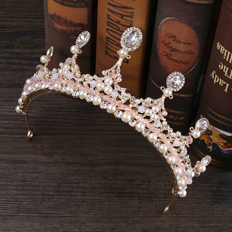 

Pearl Crown Princess Crystal Birthday Crown Hair Accessories wholesale Brides Fashion flower crown rhinestone headband
