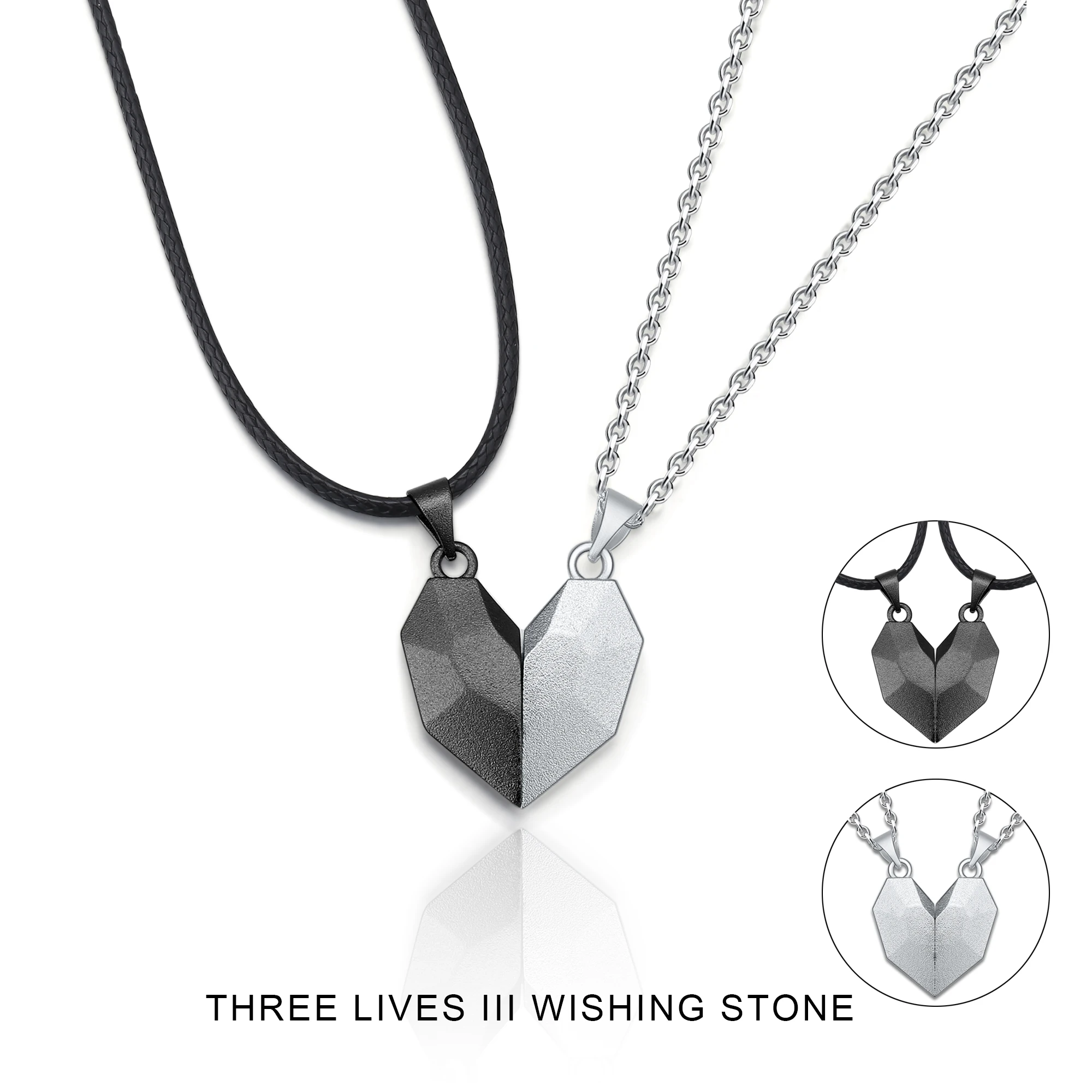 2 шт. магнитное ожерелье для влюбленных сердце подвеска расстояние граненое