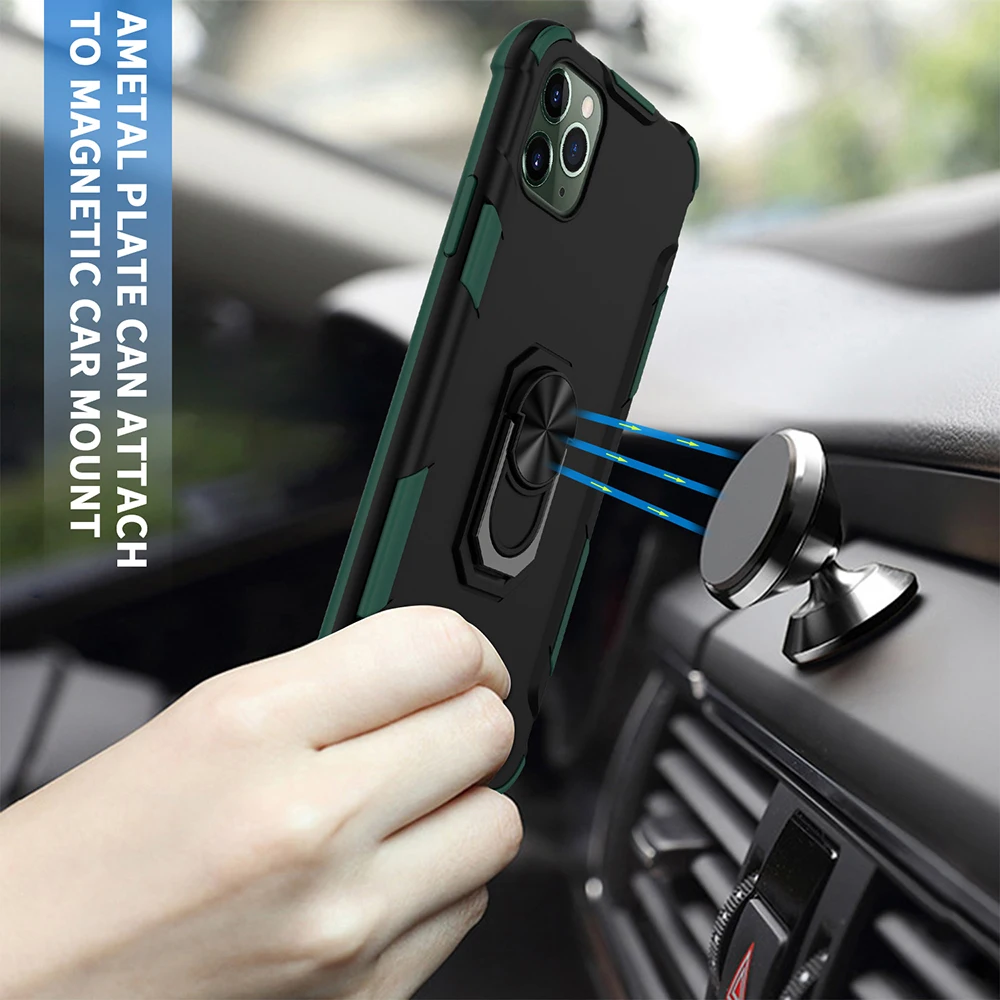 Military Finger Ring Stand Car Holder Phone Cases For iPhone 11 Pro XS Max X XR 6 6S 7 8 Plus Shockproof Protective Cover coque |