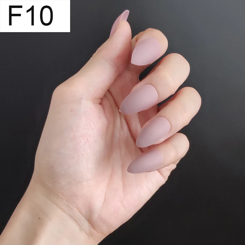 F10 Stiletto x 1PC 24 шт./компл. стилет балерина гроб круглый овальной формы с полным покрытием матовая накладные ногти для ног, мягкая на ощупь, накладные ногти искусственные ногти Нейл Арта, набор - Цвет: F10 Stiletto x 1PC
