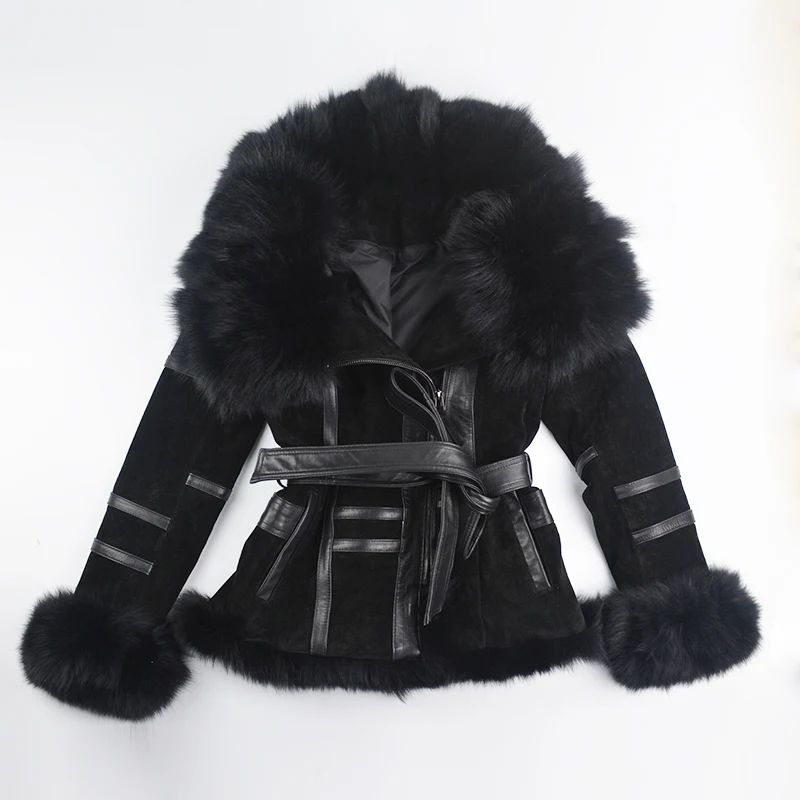 Куртка из натуральной кожи для женщин зимняя куртка натурального Лисьего меха на