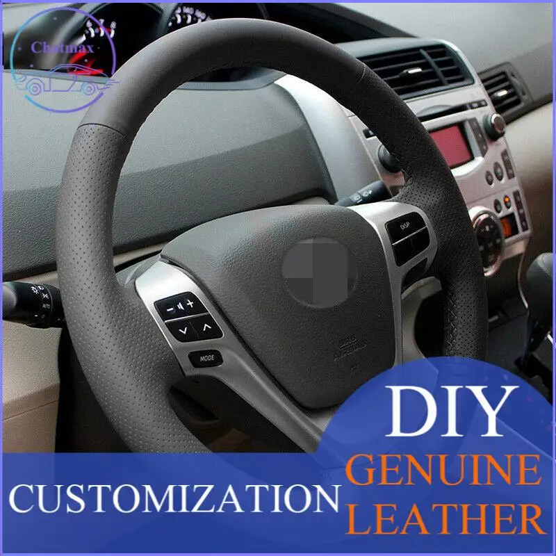

For Toyota Verso EZ Avensis Hand-stitched Black Leather Steering Wheel Cover anti-slip design all season