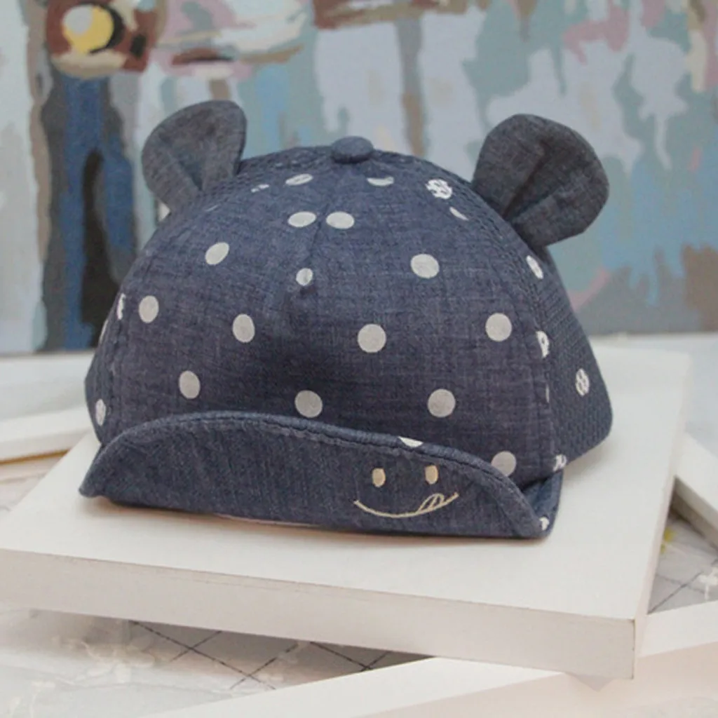 Детская сетчатая бейсболка в горошек со смайликом шапка для маленьких мальчиков