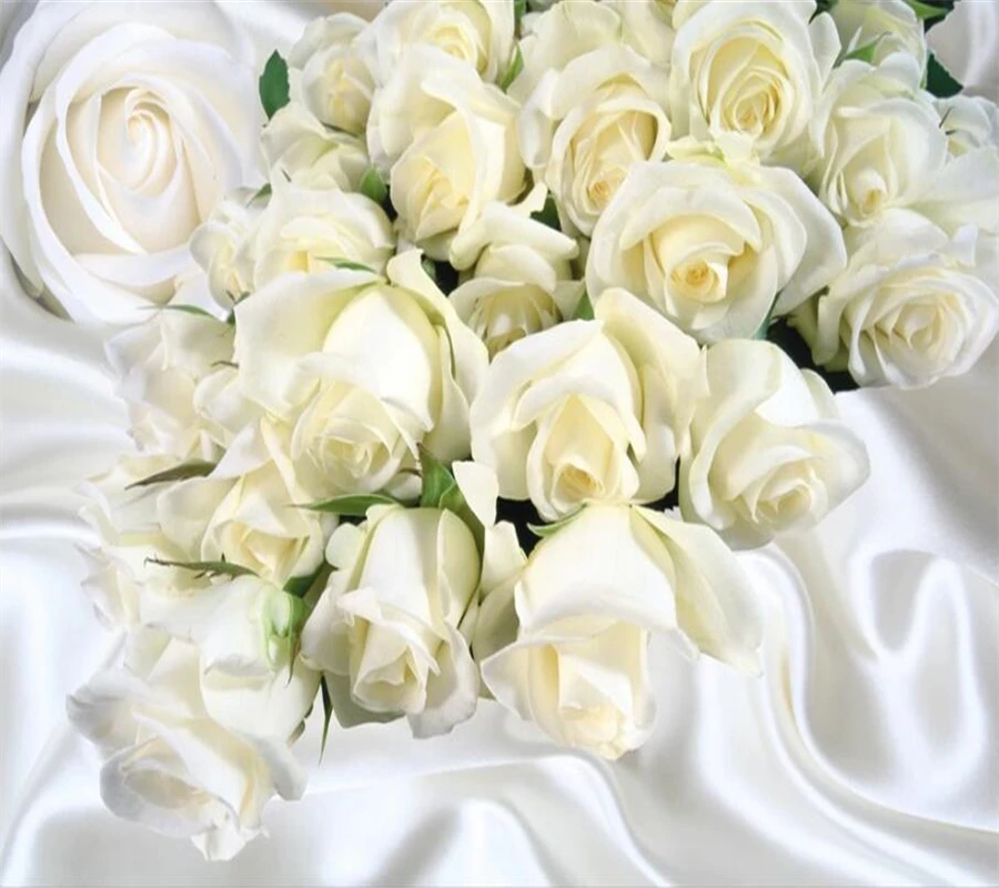 Wellyu индивидуальная большая фреска мода обустройство дома белая шелковая роза