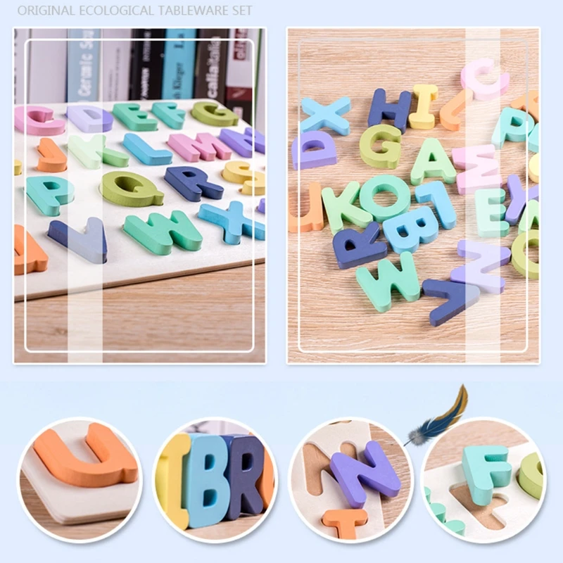 

Деревянные пазлы для малышей, Детские Обучающие дошкольные Пазлы для мальчиков и девочек-буквы, цифры и формы