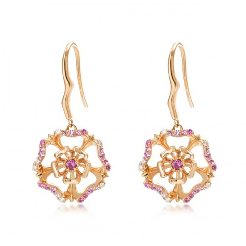 14K желтые золотые серьги с бриллиантом для женщин Элитный драгоценный камень