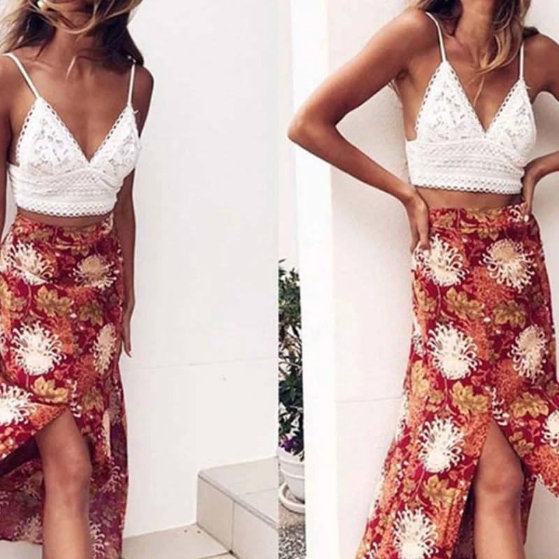 

Women Spaghetti Strap Sexy V-Neck Crop Top Solid Color Crochet Floral Lace Bralette Camisole Sling Vest Basic Underwear
