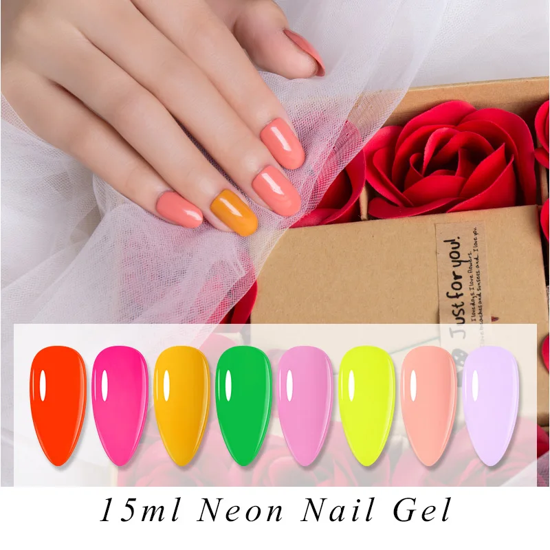 

Arte Clavo 15ml UV Gel Polish Fluorescent Color Semi Permanent UV Led Nail Gel Soak Off Hybrid Lacquer Neon Nail Art Gel Varnish