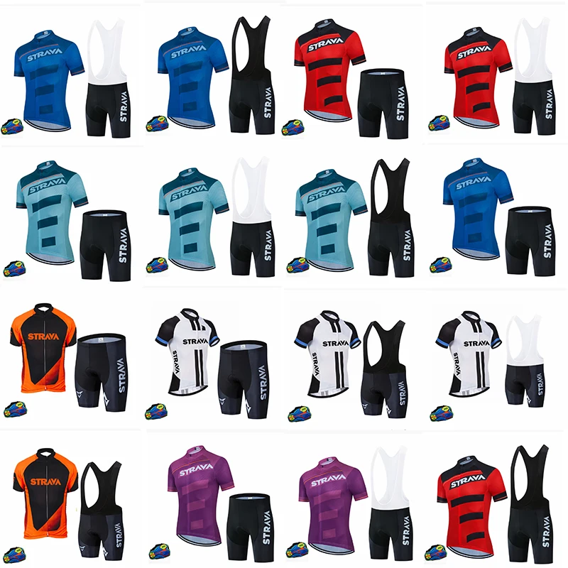 

STRAVA Men's Cycling Jersey & Bib Short Sets, Cycling Jersey Short Sleeve Hygroscopic And Sweat Releasing Cycling Shorts Suits