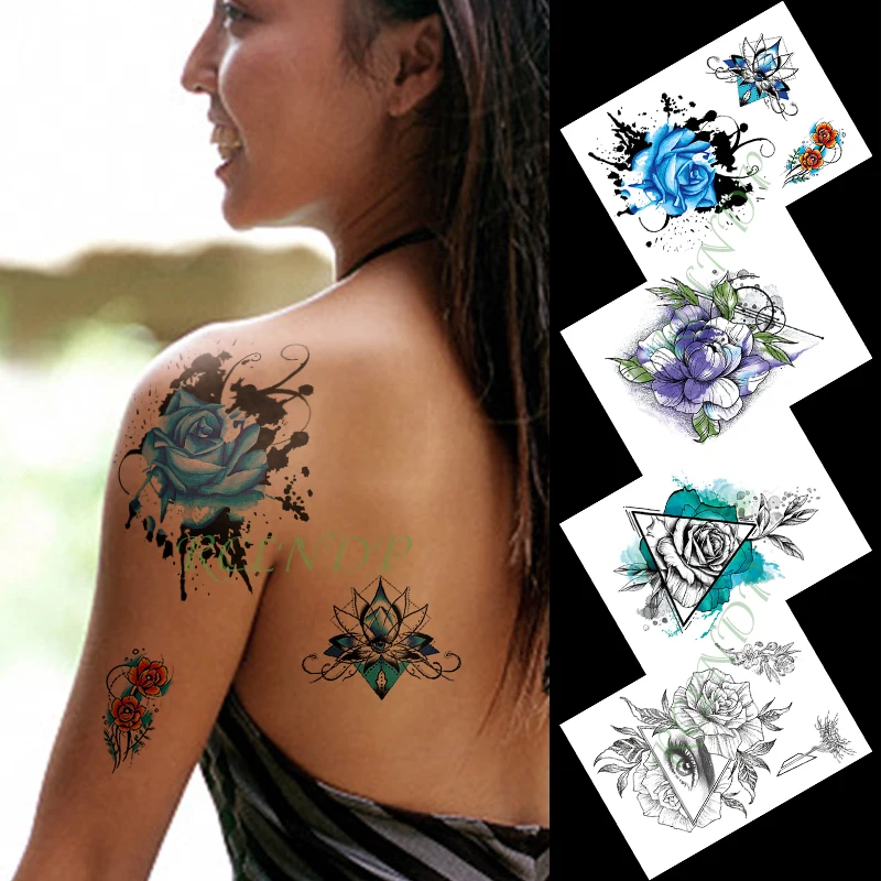 

Waterproof Temporary Tattoo Sticker ink flowers rose large size art tatto flash tatoo fake tattoos for girl men women