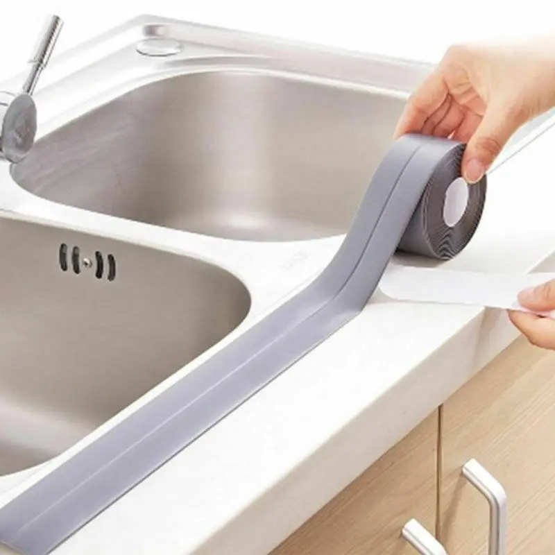 

1PC Bathroom Shower Sink Bath Sealing Strip Tape New Bathroom Kitchen White PVC Self Adhesive Waterproof Wall Sticker