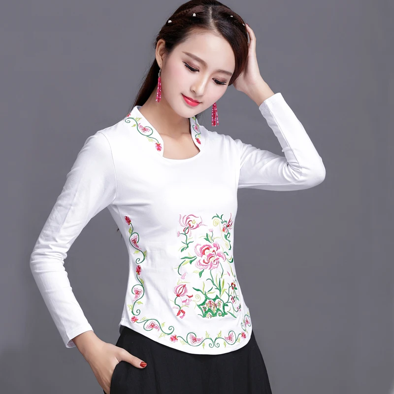 Топ женская одежда осенняя футболка с пряжкой Женская Весенняя вышивкой