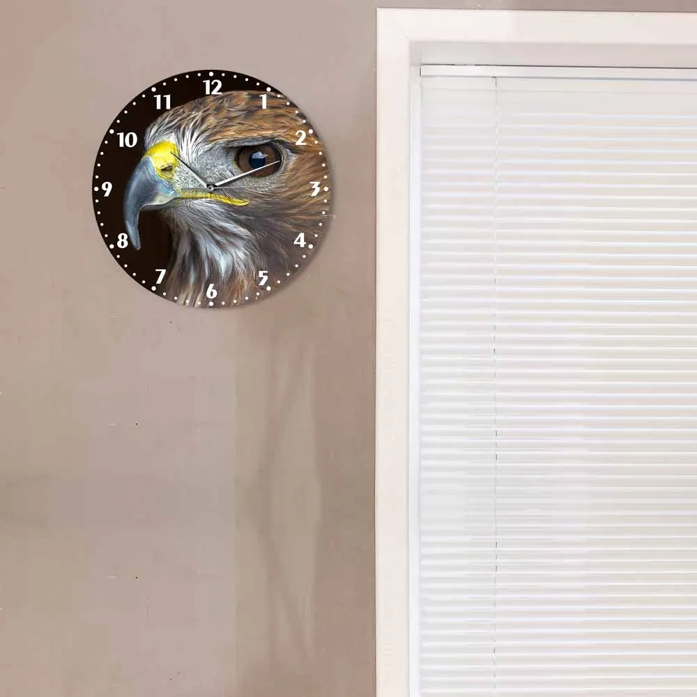 Golden Eagle Prints Decorative Wall Clock Silent Non Ticking Bird Prey Nature Raptor Art Home Decor Frameless Watch | Дом и сад