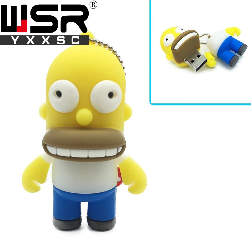 Милый флеш-накопитель с героями мультфильма Симпсоны usb2.0 32gb 64gb 128gb желтый usb флеш-накопитель 4gb 8gb 16gb брелок высокоскоростная Персонализация