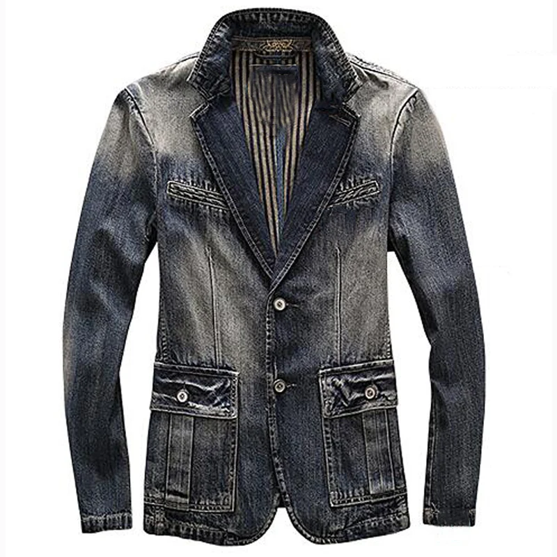 Винтажные Стиль мужские джинсовые куртки Бесплатная доставка Европейский