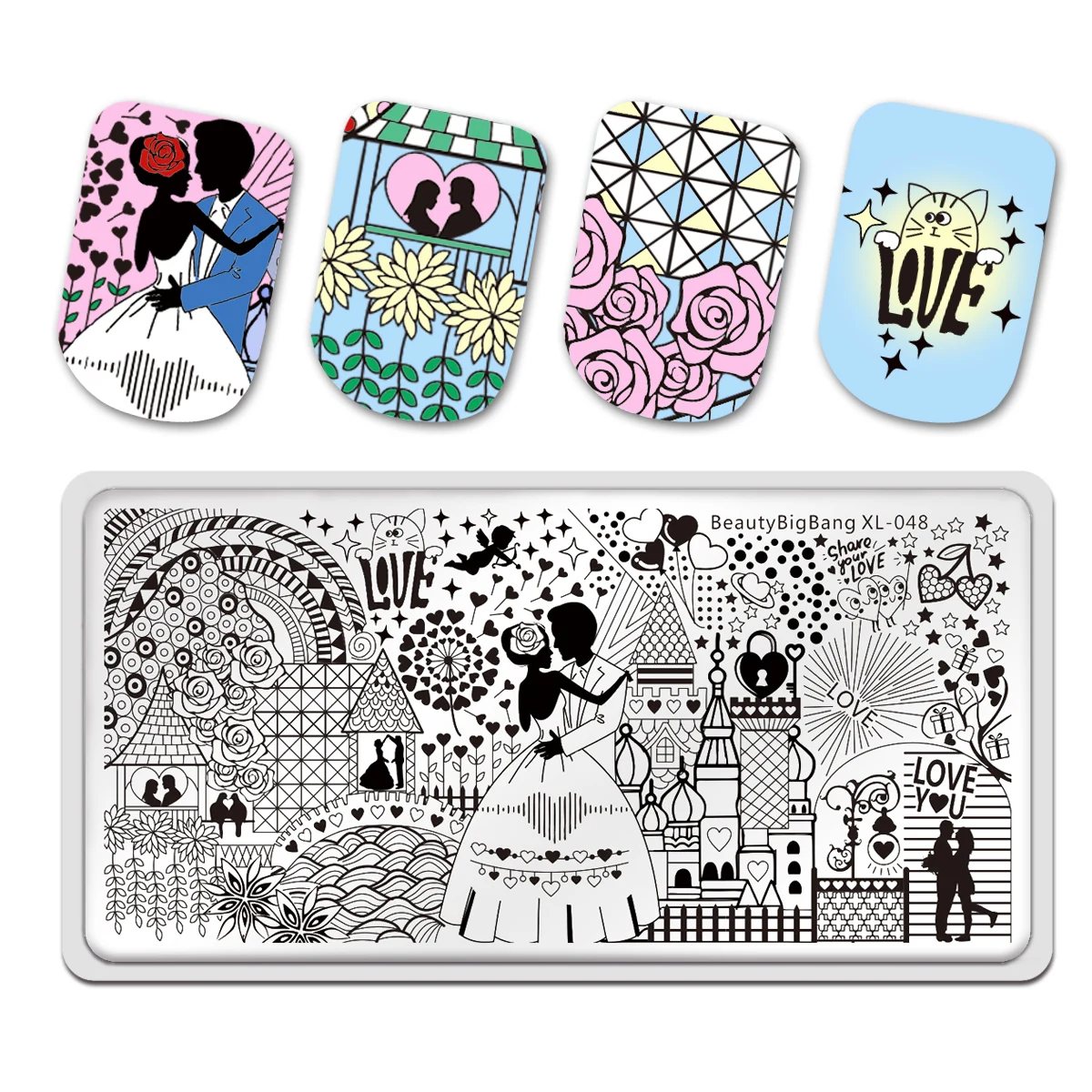 

BeautyBigBang Nail Stamping Plates Valentine's Day Love Theme Love Nail Art Stamping Stainless Steel Template Plates