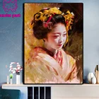 DIY Полная квадратная картина японская гейша женщина алмазная живопись 5D пазл Алмазная Стразы Вышивка искусственная