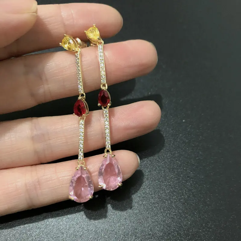 

fashion long simple cubic zirconia drop earring for women