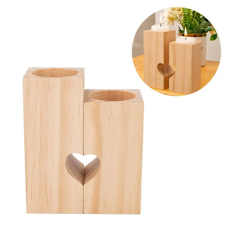 Подсвечник деревянное ремесло Рождественский квадратный подсвечник декор для