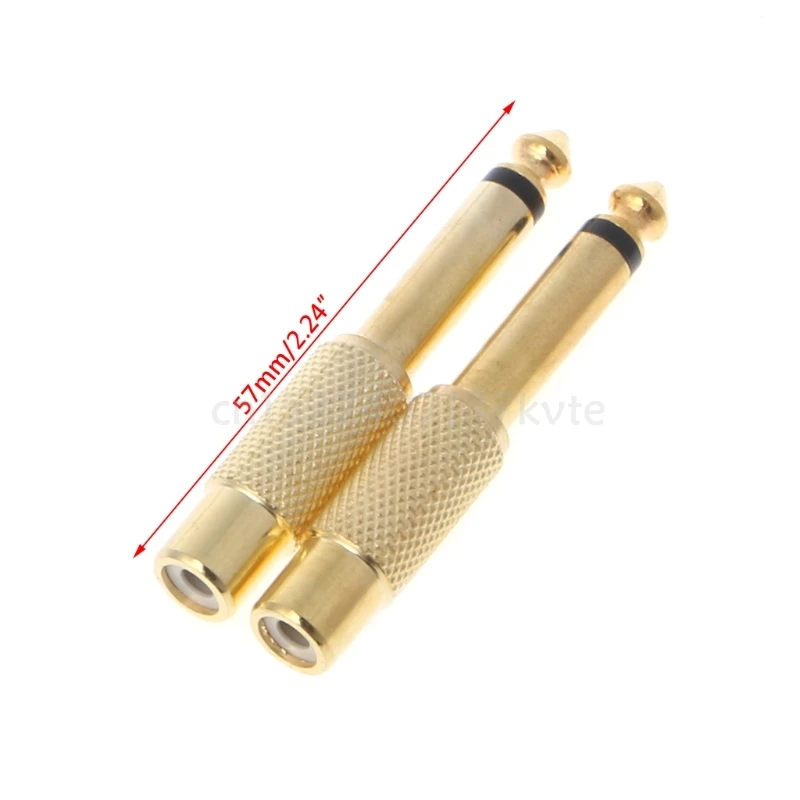 Золотой цвет 2 шт./компл. 6 35 мм 1/4 &quotмоно штекер к RCA гнездовой разъем аудио адаптер