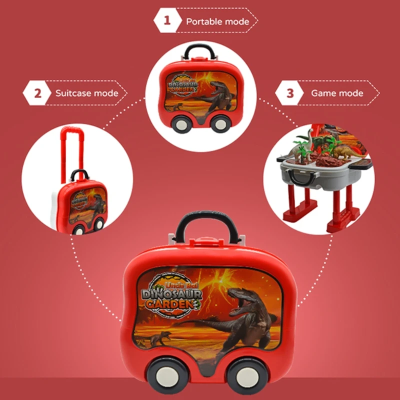 

T5EC 21Pcs/Set Dinosaur Simulation Moulded Stylish Suitcase Mellow Shape Toy with Fun Accessories for Children Kidfs Gift