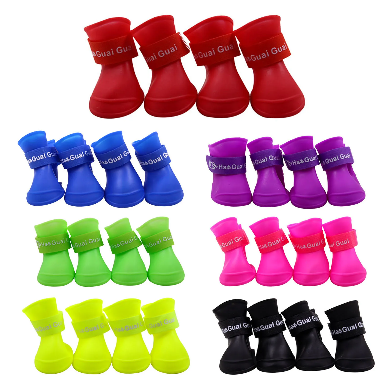 

Hot Sale 4PCS Pet Dog Shoes Waterproof Rain Pet Shoes For Dog Puppy Rubber Boots Candy Color Puppy Shoes Pet Products Gaudily