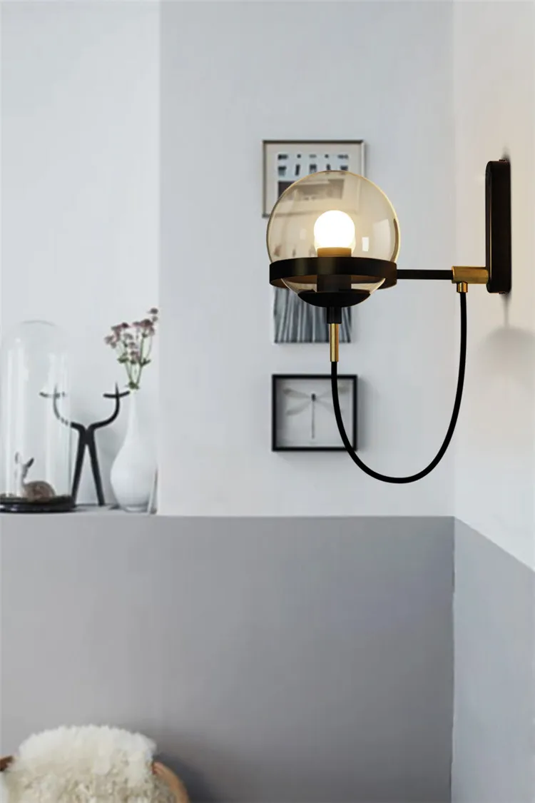Lustra lampa скандинавский винтажный светодиодный настенный светильник со стеклянным