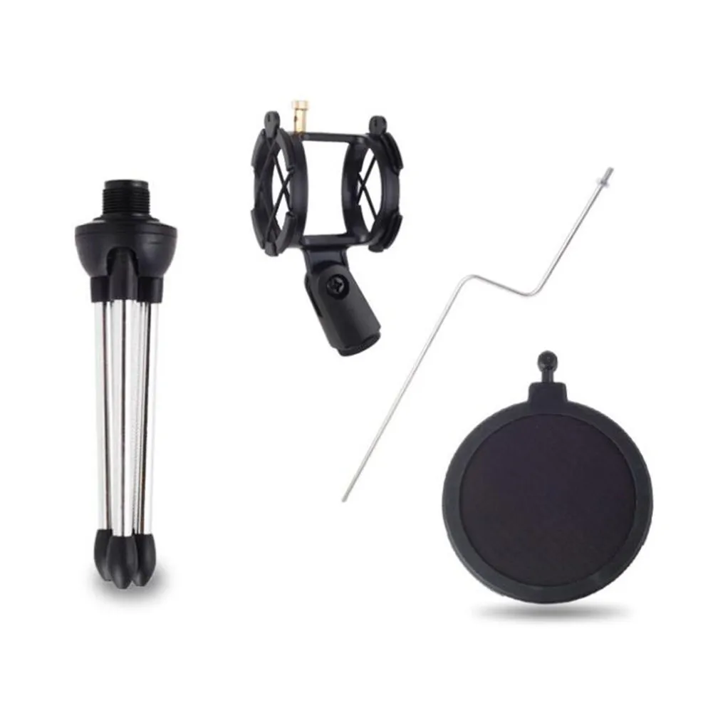 

Condenser Studio PC-07 Microphone Shock Mount Filter MIC Desktop Top Blowoutproof Tripod Stand Foldable For Less Than 2-4.2 Cm