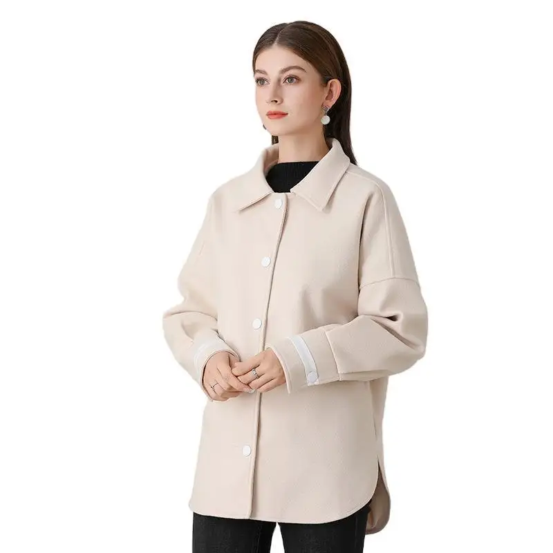 

Woollen Coat for Autumn 2020 Loose and Irregular Medium Length Coat with Long Sleeves and Lapels Elegant Modern Stylish Fashion
