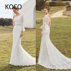 Свадебные платья MACDUGAL 2021, кружевные пляжные свадебные платья-русалки в стиле бохо, с одним открытым плечом, иллюзионное платье невесты, в богемном стиле